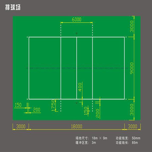 环保排球场标准尺寸